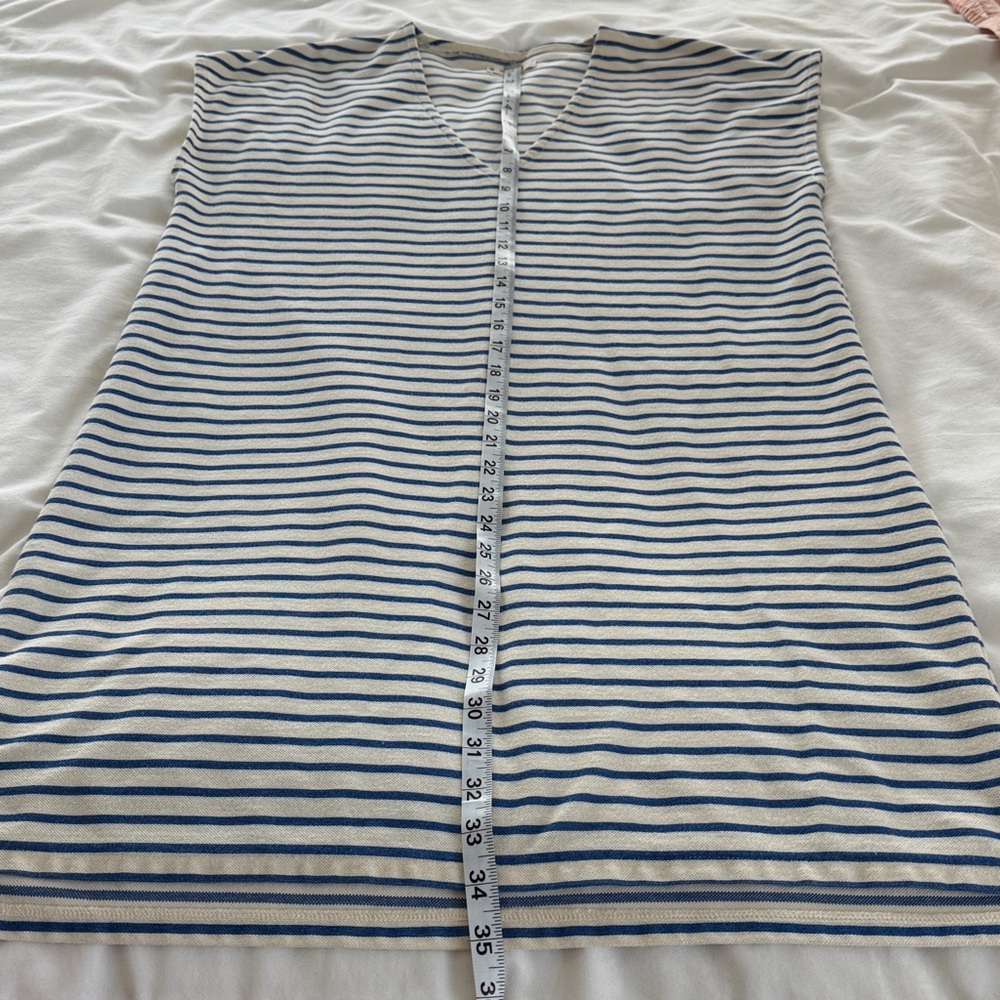 Madewell Vacances Striped Dress V Neck White & Blue Large Women’s - Picture 10 of 10